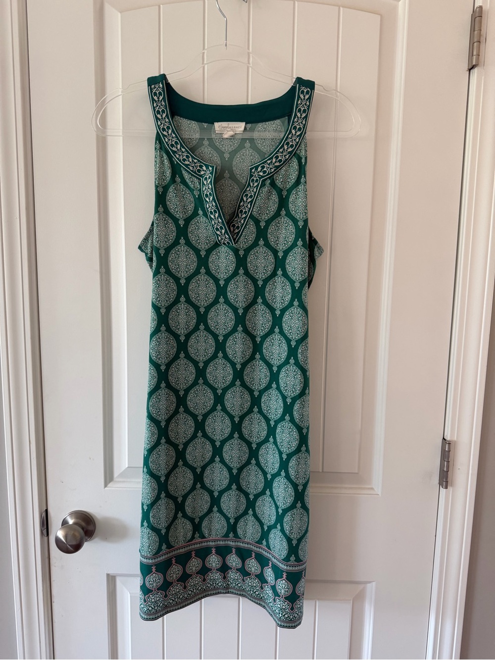 Sleeveless Teal Printed Shift Dress for Summer